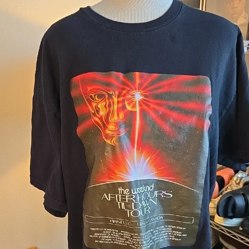Black The Weeknd After Hours Til Dawn Tour Short Sleeve Tee with Graphic Design - Picture 1 of 5